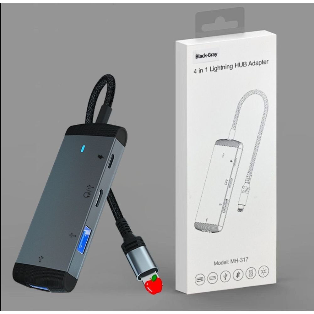 BLACK GRAY 4in1 ادابتر ايفون